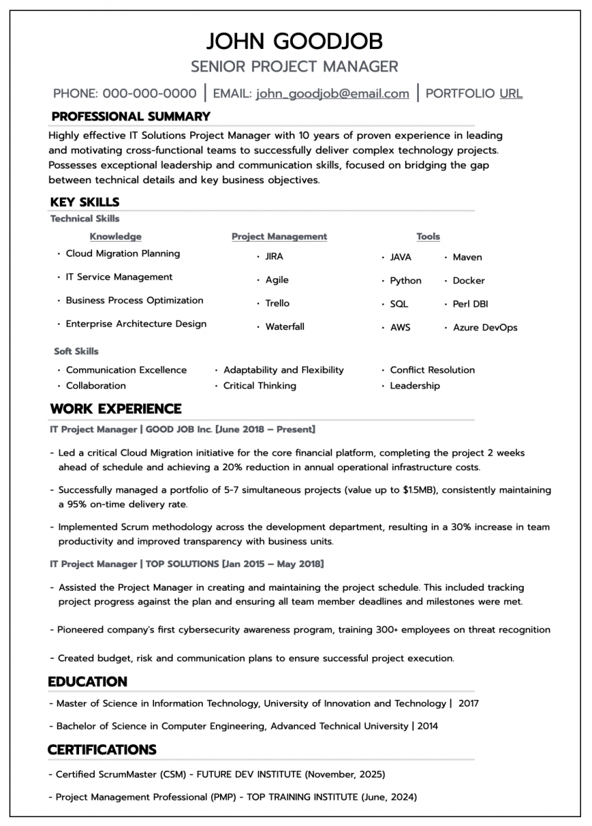 เรซูเม่สมัครงานภาษาอังกฤษสำหรับคนมีประสบการณ์